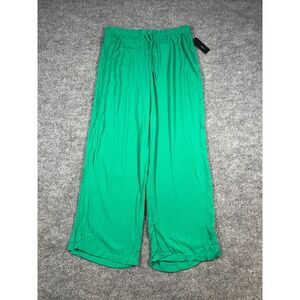 Robert Louis Palazzo Pants Womens XL‎ Pepper Green Rayon Elastic Waist High Rise